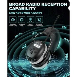 Zohan EM042 Black Noise Reduction AM/FM Digital Radio Headphone NRR 25db